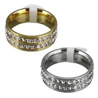 Cubic Zirconia Stainless Steel Finger Ring & for woman & with cubic zirconia 8mm Approx 1mm Sold By PC