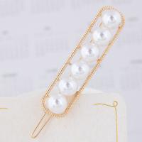 Hair Clip Zinc Alloy with Plastic Pearl plated for woman nickel lead & cadmium free 64*14mm Sold By PC