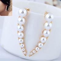 Zinc Alloy Stud Earring with Plastic Pearl stainless steel post pin plated for woman gold nickel lead & cadmium free 55*9mm Sold By Pair
