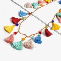 Zinc Alloy Fringe Necklace with Cotton Thread plated vintage & twist oval chain nickel lead & cadmium free 25mm Sold Per Approx 31.4 Inch Strand