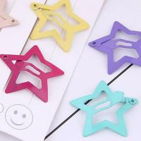 Hair Snap Clips Zinc Alloy Star plated for woman Random Color nickel lead & cadmium free 32mm Sold By PC