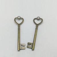 Cink ötvözet Key Medálok, Kulcs, antik bronz színű bevonattal, nikkel, ólom és kadmium mentes, 82x22x3.50mm, Lyuk:Kb 2mm, 100PC-k/Bag, Által értékesített Bag