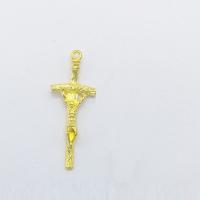 Zinklegierung Kreuz Anhänger, Jesus Kreuz, goldfarben plattiert, frei von Nickel, Blei & Kadmium, 43x17x5mm, Bohrung:ca. 2mm, 100PCs/Tasche, verkauft von Tasche