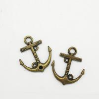 Zinc Alloy Ship Wheel & Anchor Pendant antique bronze color plated nickel lead & cadmium free Approx 2mm Sold By Bag