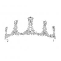 Bridal Tiaras Zinc Alloy with Plastic Pearl plated for bridal & with rhinestone 140*50mm Sold By PC