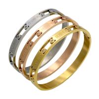 Stainless Steel Bangle plated with roman number & micro pave cubic zirconia & for woman 7mm Inner Approx Sold By PC