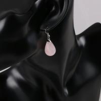 Natuursteen Drop Earring, met Messing, plated, verschillende materialen voor de keuze & voor vrouw, 245x13x13mm, Verkocht door pair
