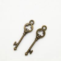 Zink Alloy Key Hängen, Nyckel, antik brons färg klädd, nickel, bly och kadmium gratis, 28x8x1.20mm, Hål:Ca 2mm, 100PC/Bag, Säljs av Bag