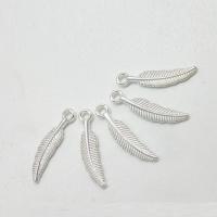Wing Shaped Tibetan Style Pendants, Feather, silver color plated, nickel, lead & cadmium free, 21x5x1.50mm, Hole:Approx 1mm, 100PCs/Bag, Sold By Bag