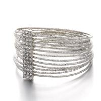 Zinc Alloy Bangle plated multilayer & for woman & with rhinestone nickel lead & cadmium free Length 8.6 Inch Sold By PC