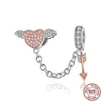 Cubic Zirconia Micro Pave 925 Sterling Silver Pendant Heart platinum plated micro pave cubic zirconia & for woman Approx 2-3mm Sold By Strand