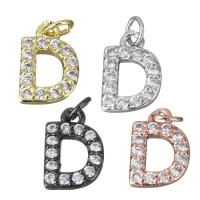 Cubic Zirconia Micro Pave Brass Pendant Letter D plated micro pave cubic zirconia nickel lead & cadmium free Approx 2.5mm Sold By PC