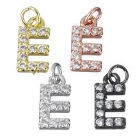 Cubic Zirconia Micro Pave Brass Pendant Letter E plated micro pave cubic zirconia nickel lead & cadmium free Approx 2.5mm Sold By PC