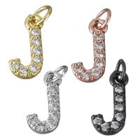 Cubic Zirconia Micro Pave Brass Pendant Letter J plated micro pave cubic zirconia nickel lead & cadmium free Approx 3mm Sold By PC