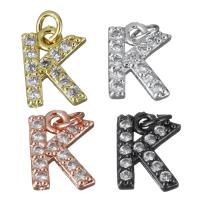 Cubic Zirconia Micro Pave Brass Pendant Letter K plated micro pave cubic zirconia nickel lead & cadmium free Approx 2.5mm Sold By PC