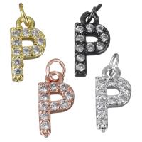 Cubic Zirconia Micro Pave Brass Pendant Letter P plated micro pave cubic zirconia nickel lead & cadmium free Approx 3mm Sold By PC