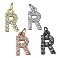 Cubic Zirconia Micro Pave Brass Pendant Letter R plated micro pave cubic zirconia nickel lead & cadmium free Approx 3mm Sold By PC