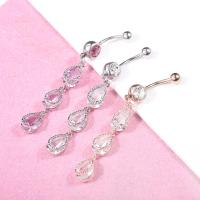 Stainless Steel Belly Ring for woman & with cubic zirconia 68*10*7*1.6mm Sold By Lot