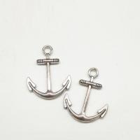 Zinc Alloy Ship Wheel & Anchor Pendant antique silver color plated nickel lead & cadmium free Approx 2mm Sold By Bag