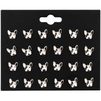 Zinc Alloy Stud Earring Set, Hund, forgyldt, 12 stk. & for kvinde & emalje, hvid og sort, nikkel, bly & cadmium fri, 9mm, 12/sæt, Solgt af sæt