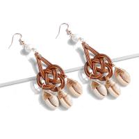 Zinc Alloy Drop Earrings with Rattan & Trumpet Shell fashion jewelry & for woman nickel lead & cadmium free Sold By Pair