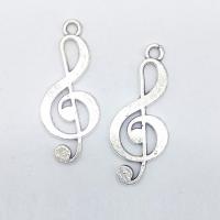 Tibetan Style Hollow Pendants, Music Note, antique silver color plated, nickel, lead & cadmium free, 39x16x2mm, Hole:Approx 2mm, 100PCs/Bag, Sold By Bag