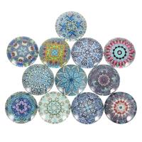 Glas Cabochoner, med Papir, tid perle smykker & forskellig størrelse for valg & flad bagside, blandede farver, 20pc'er/Bag, Solgt af Bag