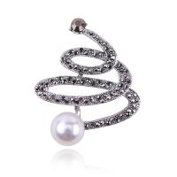 Zinc Alloy Brooches with Plastic Pearl gun black plated for woman & with rhinestone nickel lead & cadmium free 42*51mm Sold By PC
