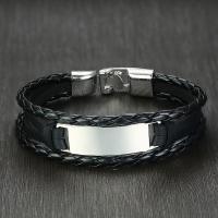 PU Leather Bracelet with Zinc Alloy plated fashion jewelry & for man Sold Per Approx 7.6 Inch Strand