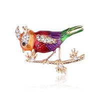 Zinc Alloy Brooches Bird gold color plated for woman & enamel & with rhinestone nickel lead & cadmium free 33*47mm Sold By PC