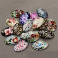 Glass Cabochons with Paper flat back mixed colors 20*30mm Sold By Bag