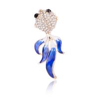 Zinc Alloy Brooches Goldfish gold color plated for woman & enamel & with rhinestone nickel lead & cadmium free 22*53mm Sold By PC