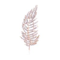 Zinc Alloy Brooches Leaf plated for woman & with rhinestone nickel lead & cadmium free 25*63mm Sold By Lot