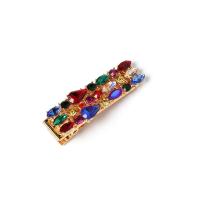 Hair Barrettes Zinc Alloy gold color plated for woman & with rhinestone nickel lead & cadmium free 60mm Sold By PC