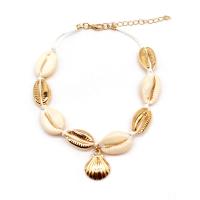 Zinc Alloy Anklet with Cotton Cord & Shell plated Adjustable & fashion jewelry & for woman Sold By Strand