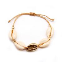 Shell Woven Ball Bracelet with Cotton Cord & Zinc Alloy plated Adjustable & fashion jewelry & for woman Sold Per Approx 12.2 Inch Strand