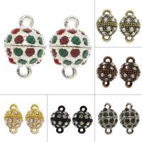 Tibetan Style Magnetic Clasp, plated, with rhinestone, more colors for choice, nickel, lead & cadmium free, 16x11mm, Hole:Approx 2mm, Approx 10PCs/Bag, Sold By Bag