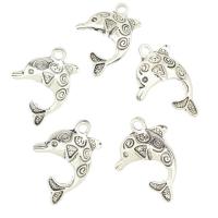 Tibetan Style Animal Pendants, Dolphin, antique silver color plated, nickel, lead & cadmium free, 24x31x4mm, Hole:Approx 2mm, Approx 330PCs/Bag, Sold By Bag