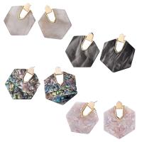 Zinc Alloy Drop Earrings with Acrylic Hexagon plated Korean style & for woman & hollow nickel lead & cadmium free Sold By Pair