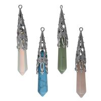 Gemstone Pendants Jewelry Brass with Gemstone silver color nickel lead & cadmium free Approx 2.5mm Sold By PC