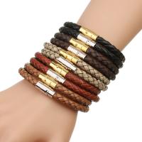PU Leather Bracelet with Stainless Steel & for man 6mm Sold By PC