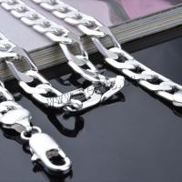 Brass Curb Chain Korean style & Unisex silver color nickel lead & cadmium free 8mm Sold By PC