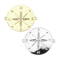 Brass Jewelry Connector Compass plated micro pave cubic zirconia & 1/1 loop nickel lead & cadmium free Approx 2mm Sold By Lot