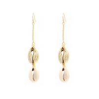 Brass Drop Earring with Shell plated fashion jewelry & for woman golden Sold By Pair