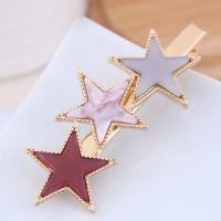 Alligator Hair Clip Zinc Alloy with Acrylic Star gold color plated for woman nickel lead & cadmium free 68*23mm Sold By PC