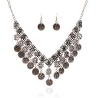 Zinc Alloy Jewelry Sets earring & necklace with 50mm extender chain antique silver color plated for woman nickel lead & cadmium free 450mm Length Approx 17.7 Inch Sold By Set