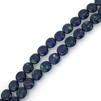 Lapis lazuli Gyöngyök, Lazurit, Lapos kerek, nikkel, ólom és kadmium mentes, 10mm, Lyuk:Kb 1.5mm, Kb 42PC-k/Strand, Naponta eladott Kb 16 inch Strand