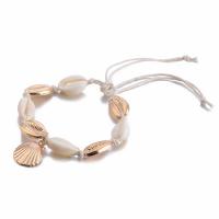 Zinc Alloy Anklet with Cotton Cord & White Shell Shell plated for woman nickel lead & cadmium free 25mm Length Approx 13.7 Inch Sold By Lot