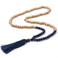 Wood Necklace with Cotton Thread & Gemstone Tassel & for woman 80mm 8mm Length Approx 17.7 Inch Sold By Lot