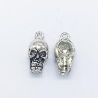 Zink Alloy Skull hängen, antik silver pläterad, Halloween smycken gåva, nickel, bly och kadmium gratis, 21x10x7mm, Hål:Ca 2mm, 100PC/Bag, Säljs av Bag